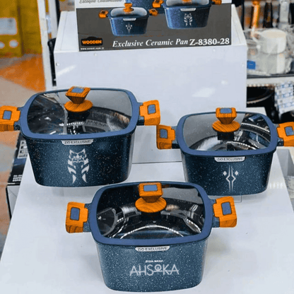 Exclusive: Set 3x pcs SW and Mandalorian Custom Ceramic Nonstick Cookware + *FREE GIFTS 5x SW Wooden Spoons* - LIMITED EDITION