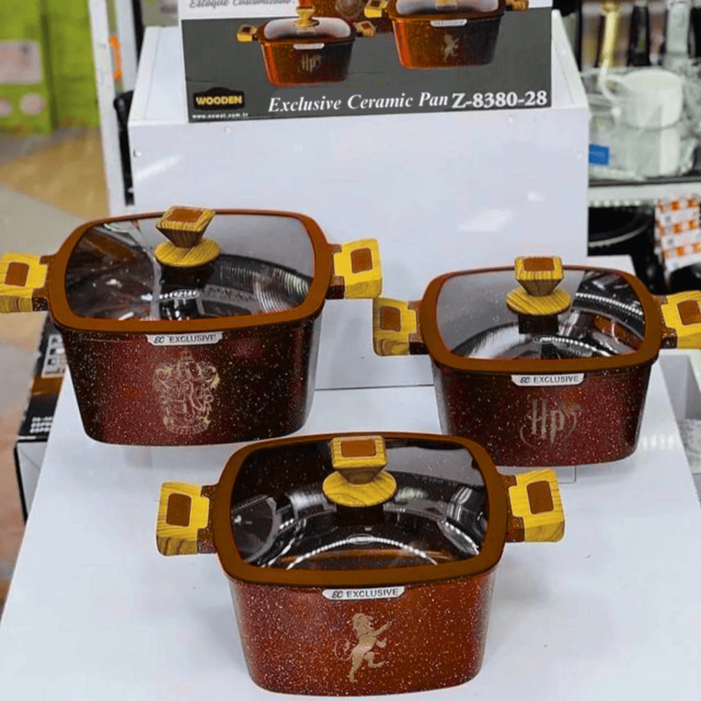 Exclusive: Set 3x pcs HP Custom Ceramic Nonstick Cookware + *FREE GIFTS 8x HP Wooden Spoons* - LIMITED EDITION
