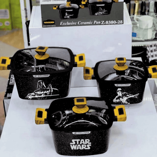Exclusive: Set 3x pcs SW and Mandalorian Custom Ceramic Nonstick Cookware + *FREE GIFTS 5x SW Wooden Spoons* - LIMITED EDITION